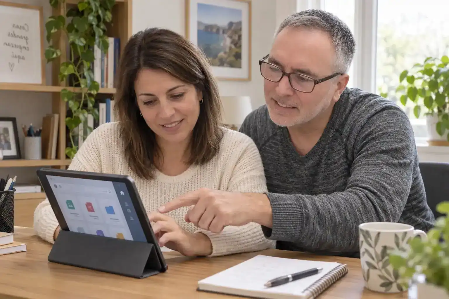 Illustrative Szene einer individuellen Beratung mit einem Tablet